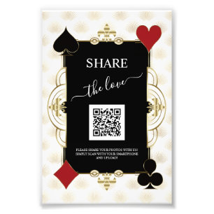 Glam Gold Casino Deel De Liefde QR Code Huwelijk Foto Afdruk