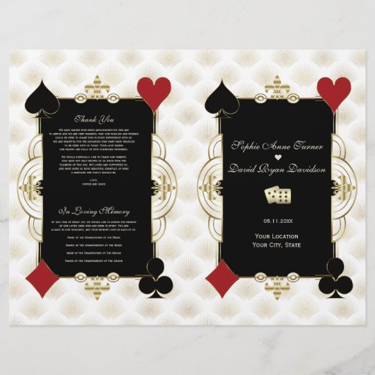 Glam Gold Casino Vegas Wedding Program Flyer (Voorkant)