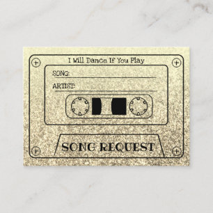 Glam Gold Cassette Wedding Song Request Insert Informatiekaartje