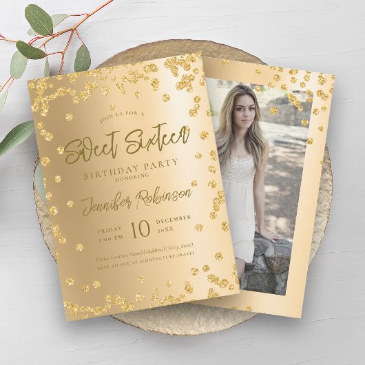 Glam Gold Chic Glitter Foto Zoet 16 Kaart