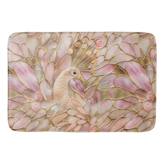 Glam Gold Chic Pink Peacock Badmat (Voorkant)