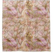 Glam Gold Chic Pink Peacock Douchegordijn (Voorkant)