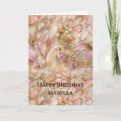 Glam Gold Chic Pink Peacock Kaart (Voorkant)