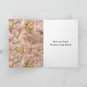 Glam Gold Chic Pink Peacock Kaart (Binnen)