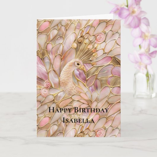 Glam Gold Chic Pink Peacock Kaart (Orchidee)