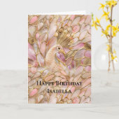 Glam Gold Chic Pink Peacock Kaart (Gele Bloem)