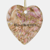 Glam Gold Chic Pink Peacock Keramisch Ornament (Rechts)