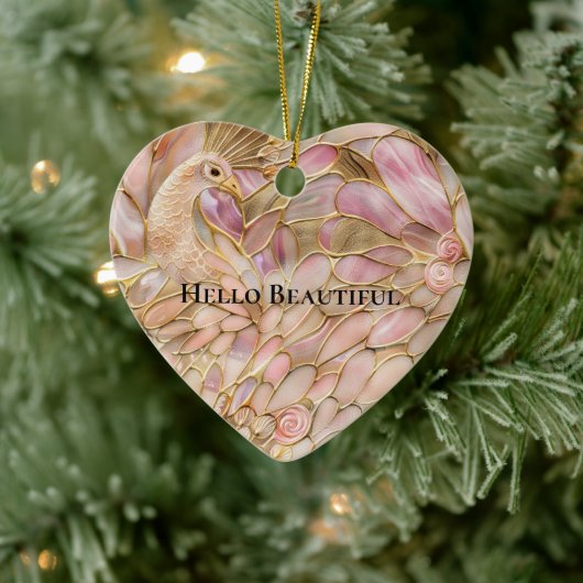 Glam Gold Chic Pink Peacock Keramisch Ornament (Boom)