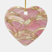 Glam Gold Chic Pink Peacock Keramisch Ornament (Achterkant)