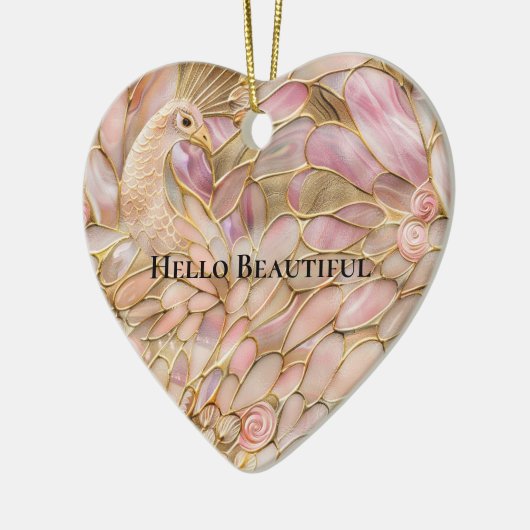Glam Gold Chic Pink Peacock Keramisch Ornament (Links)