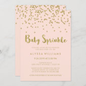 Glam Gold Confetti Baby Sprinkle op Blush Pink Kaart (Voorkant / Achterkant)