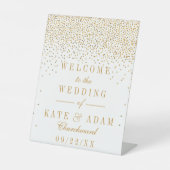 Glam Gold Confetti bruiloft welkom Reclamebord Met Voetstuk (Voorkant)