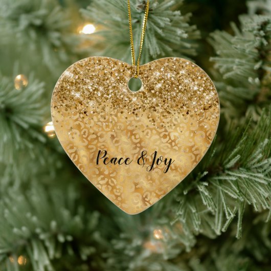 Glam Gold Confetti Glitter Luipaard Print Keramisch Ornament (Boom)