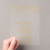  Glam Gold Confetti Holiday Party Acryl Uitnodigingen (Insitu (Draagbaar))