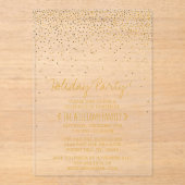  Glam Gold Confetti Holiday Party Acryl Uitnodigingen (Voorkant)