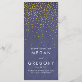Glam  Gold Confetti Navy bruiloft programma's (Voorkant)