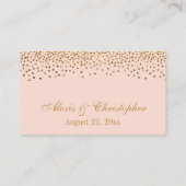 Glam Gold Confetti op Blush Wedding Details Kaarte Informatiekaartje (Achterkant)