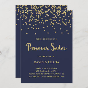 Glam Gold Confetti Passover Seder Invitation Kaart