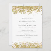Glam Gold Confetti Stippen bruiloft uitnodiging (Voorkant)