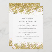 Glam Gold Confetti Stippen bruiloft uitnodiging (Voorkant / Achterkant)