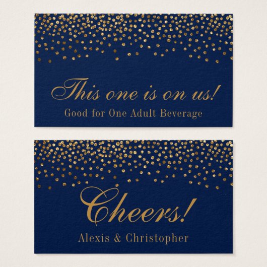 Glam Gold Confetti-Stippen op marinetransportticke Visitekaartjes (Voorkant /achterkant)