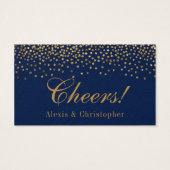Glam Gold Confetti-Stippen op marinetransportticke Visitekaartjes (Achterkant)