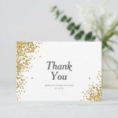 Glam Gold Confetti Stippen Weddenschap Hartelijk d Bedankkaart (Staand voorkant)