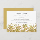 Glam Gold Confetti Stippen Wedding Direction Kaart (Voorkant / Achterkant)