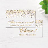 Glam Gold Confetti Stippen Wedding Drink Tickets Visitekaartjes (Bureau)