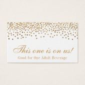 Glam Gold Confetti Stippen Wedding Drink Tickets Visitekaartjes (Voorkant)