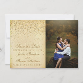 Glam Gold Confetti trouwfoto Save The Date