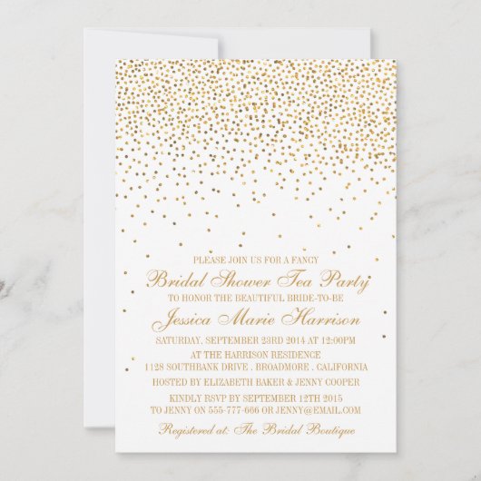  Glam Gold Confetti Vrijgezellenfeest Kaart (Voorkant)