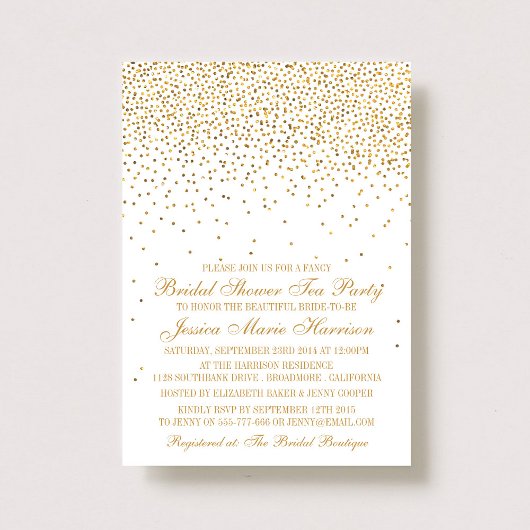  Glam Gold Confetti Vrijgezellenfeest Kaart