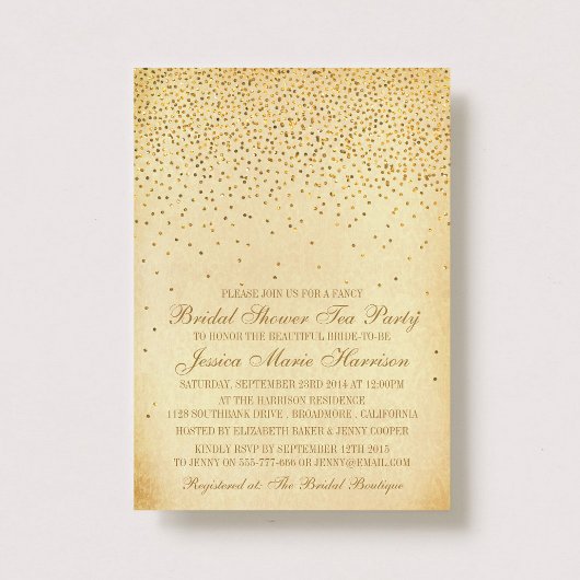  Glam Gold Confetti Vrijgezellenfeest Kaart