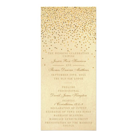 Glam Gold Confetti Wedding Programma (Voorkant)
