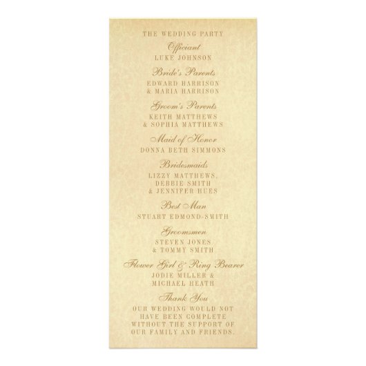  Glam Gold Confetti Wedding Programma (Achterkant)