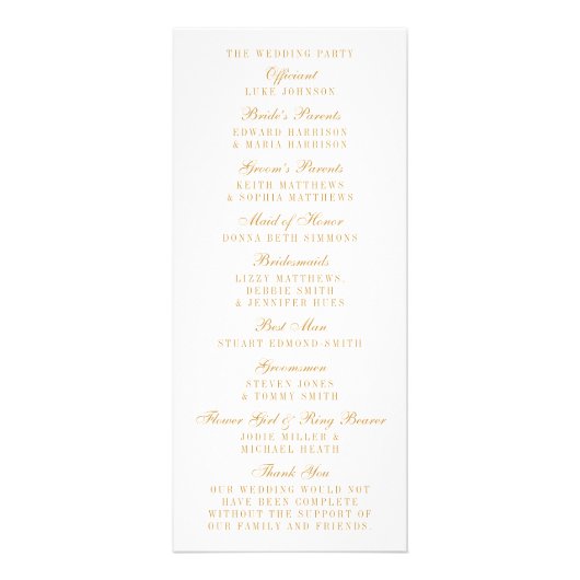  Glam Gold Confetti Wedding Programma (Achterkant)