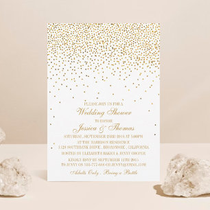 Glam Gold Confetti Wedding Shower Kaart