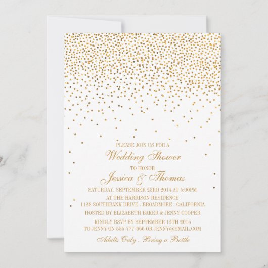  Glam Gold Confetti Wedding Shower Kaart (Voorkant)