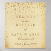  Glam Gold Confetti Wedding Welkomstbord Poster (Voorkant)