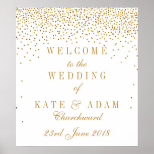  Glam Gold Confetti Wedding Welkomstbord Poster