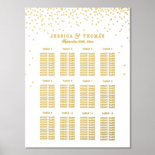  Glam Gold Confetti Wedding Zittingkaart Folie Afdrukken