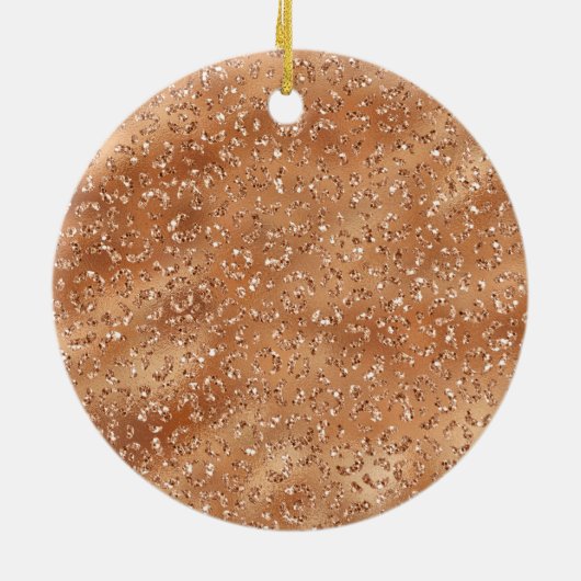 Glam Gold Copper Glitter Leopard Print Keramisch Ornament (Achterkant)