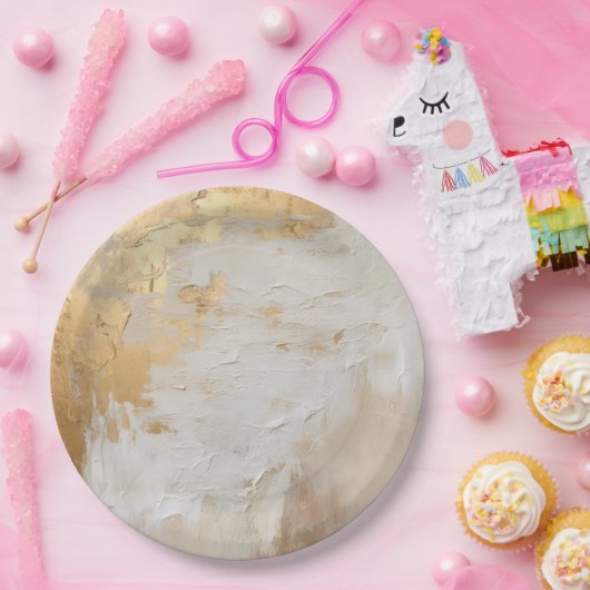 Glam Gold Cream Wit Papieren Bordje (Feest)