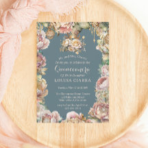 Glam Gold Crown Diamond Flowers Quinceanera