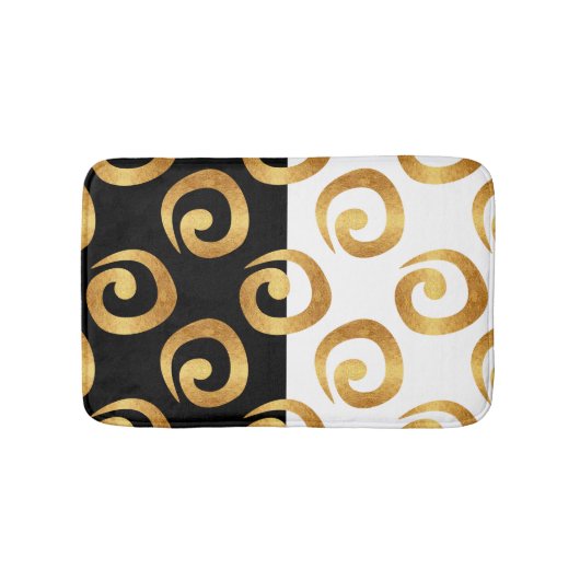 Glam Gold Curls op zwart en wit Badmat (Voorkant)