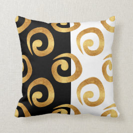 Glam Gold Curls op zwart en wit Kussen