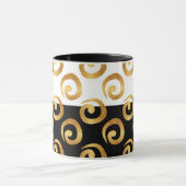Glam Gold Curls op zwart en wit Mok (Midden)