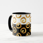 Glam Gold Curls op zwart en wit Mok (Voorkant links)