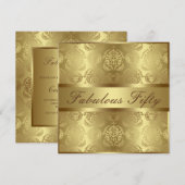 Glam Gold Damask Elegant Fabulous 50 Kaart (Voorkant / Achterkant)